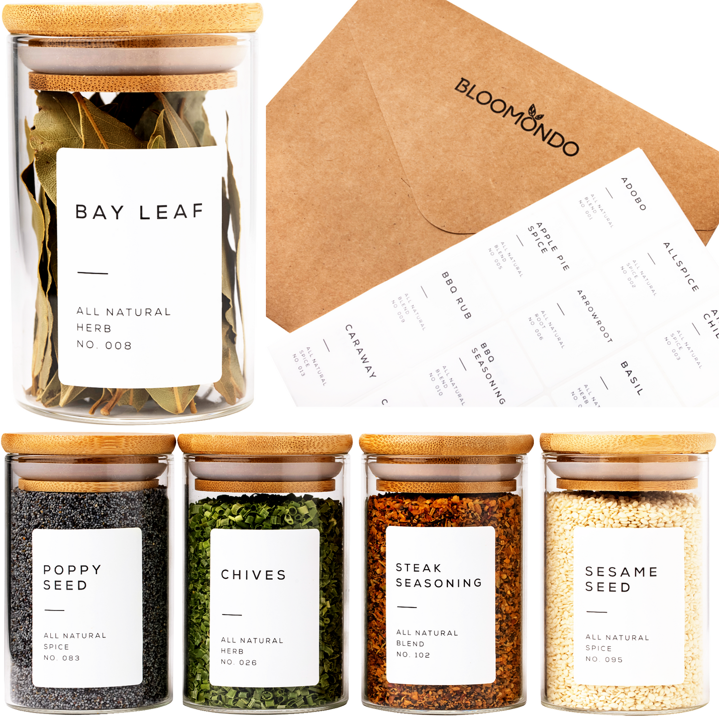 6oz Spice Jars with Bamboo Lids